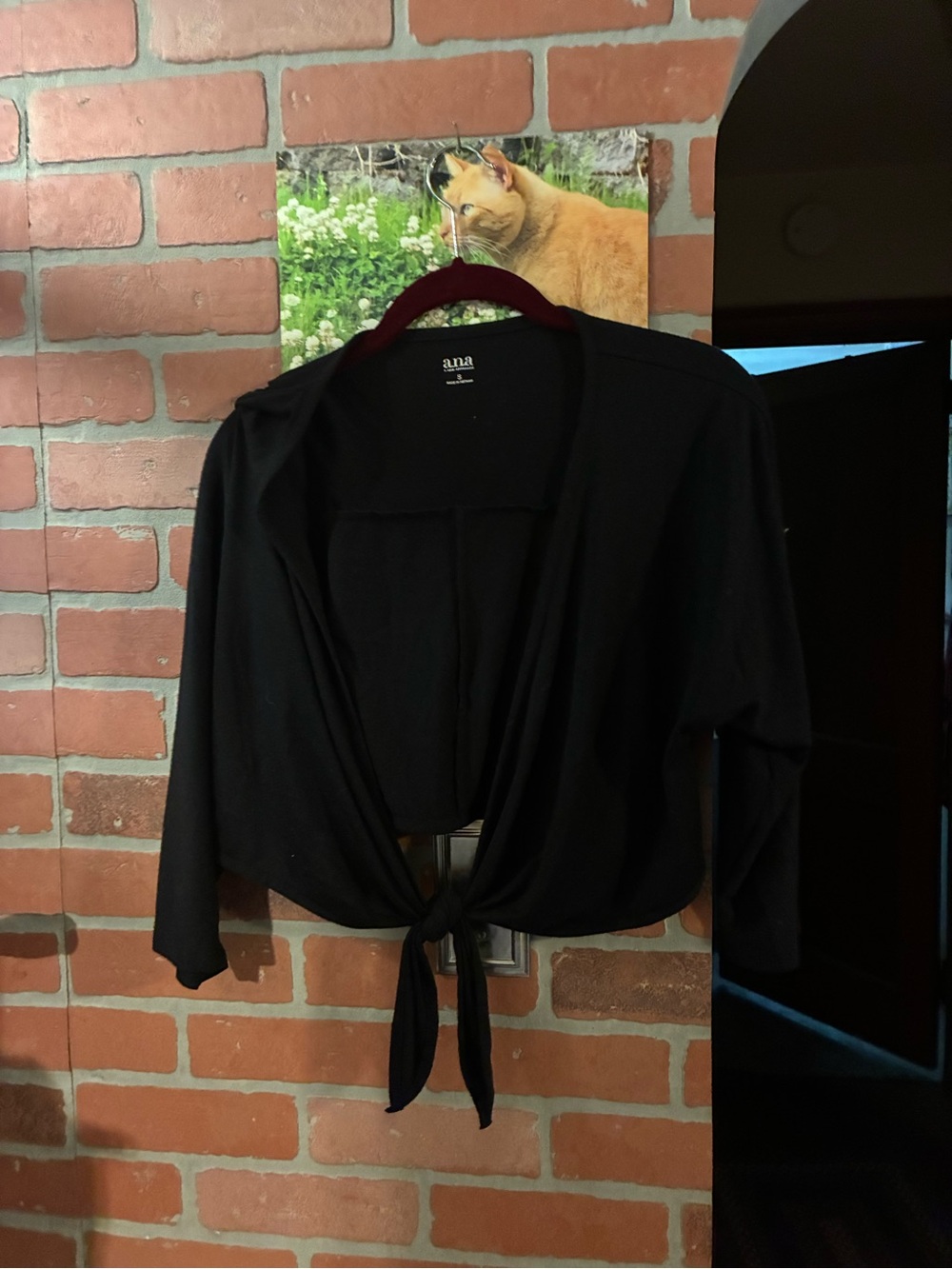 a.n.a Black Tie-Front Women’s top
